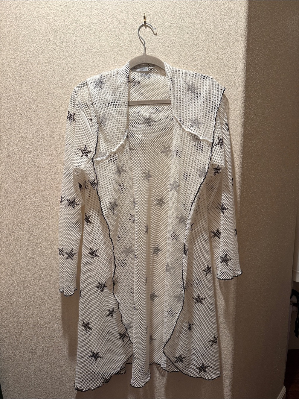 Vine street Sheer Star-Print Open Cardigan in White